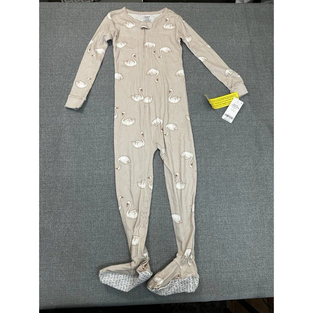New Carter's Swan Cotton Footie Pajama PJs Toddler Girl Sleeper Size 5T